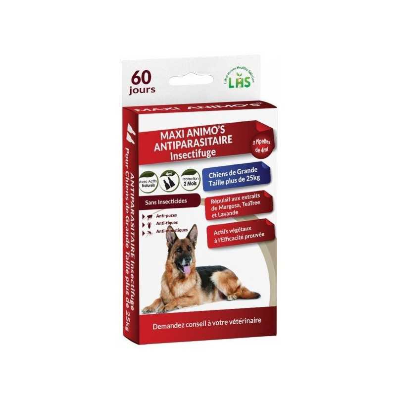 MAXI ANIMOS ANTIPARASITAIRE INSECTIFUGE GRAND CHIEN 2*4ML
