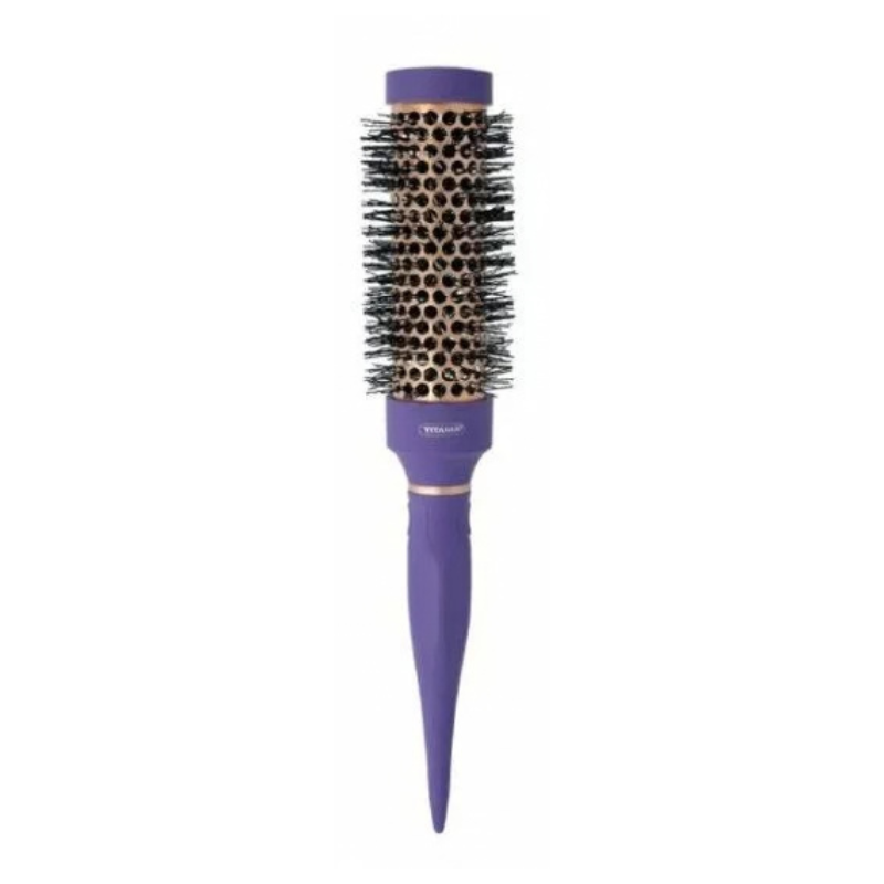 TITANIA BROSSE RONDE A AME METALLIQUE VIOLET/CUIVRE 32MM REF 1353