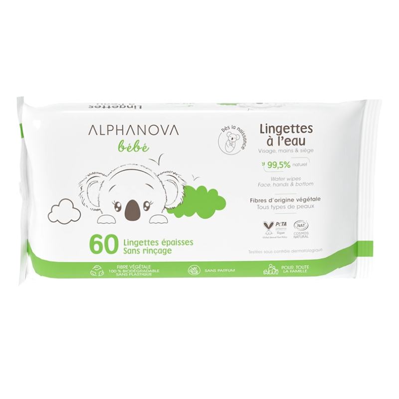 ALPHANOVA BEBE LINGETTES NETTOYANTES A L'HUILE D'AMANDE DOUCE BIO *60