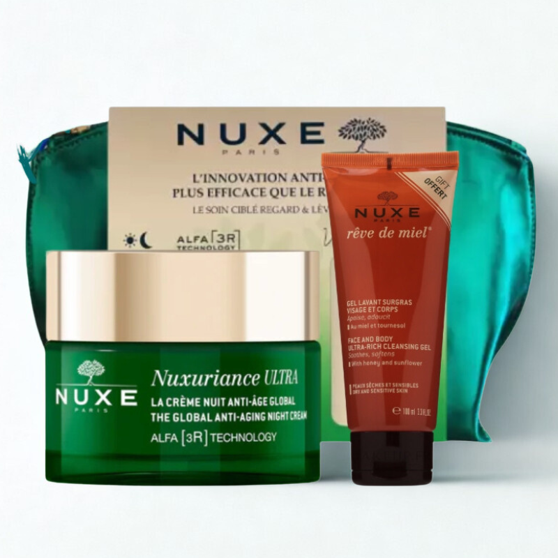 NUXE NUXURIANCE ULTRA CREME NUIT ANTI-AGE GLOBAL 50ML+GEL NETTOYANT REVE DE MIEL 100ML (OFFERT)