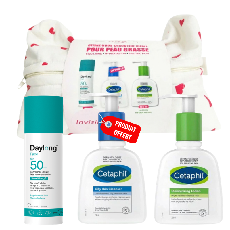 TROUSSE DAYLONG FACE SENSITIVE SPF50+ FLUIDE+CETAPHIL LOTION HYDRATANTE+LOTION NETTOYANTE (OFFERT)