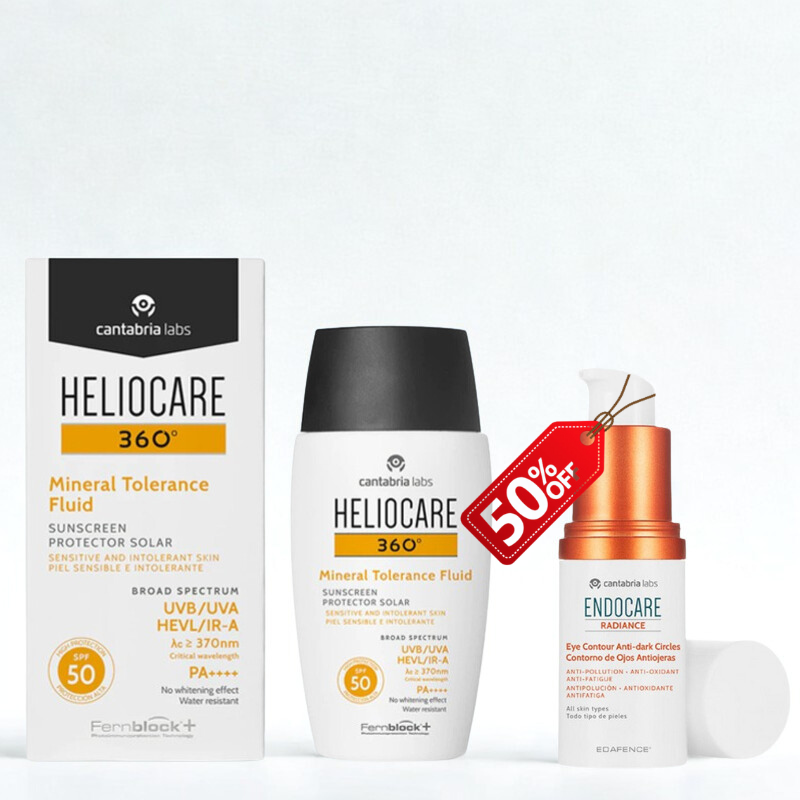 HELIOCARE 360° MINERAL TOLERANCE FLUID SPF50 50ML+ENDOCARE RADIANCE CONTOUR YEUX 15ML (-50%)
