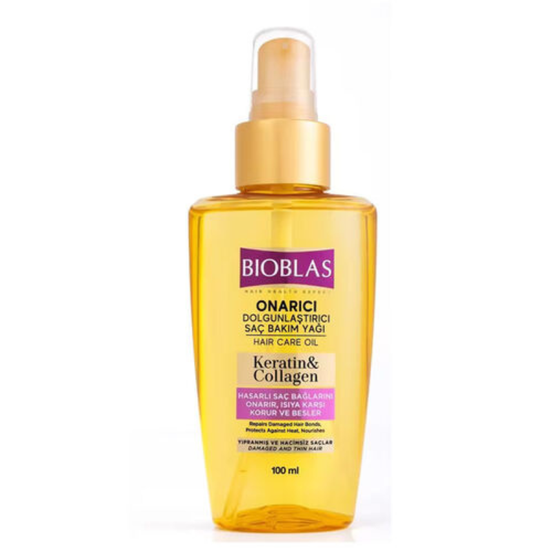 BIOBLAS HUILE DE SOIN CAPILLAIRE KERATIN ET COLLAGEN REPARATRICE 100 ML