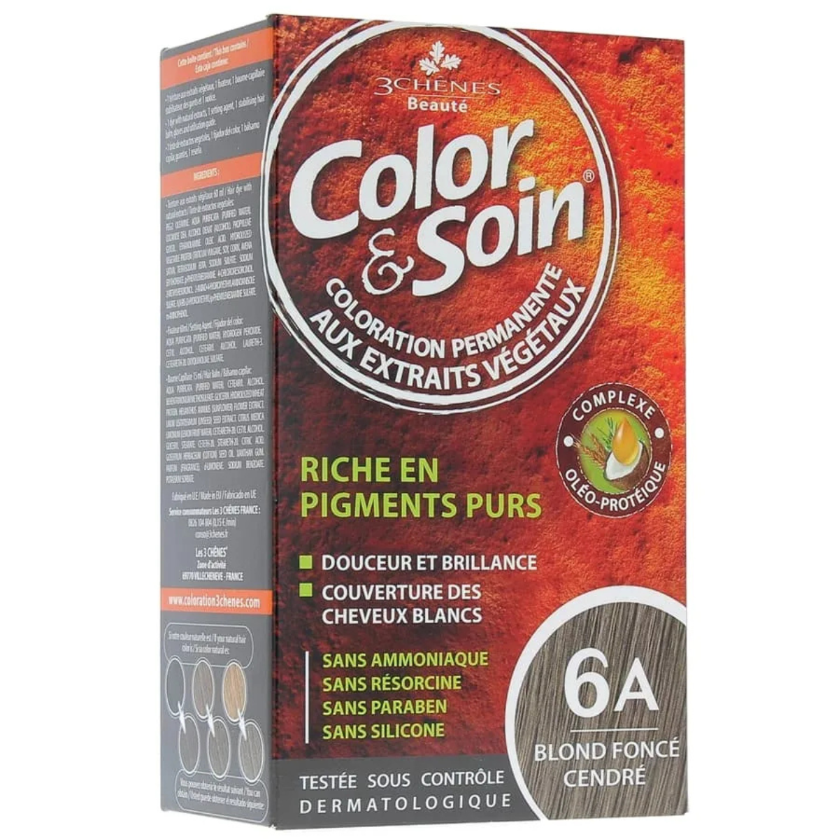 3 CHENES COLOR & SOIN COLORATION BLOND FONCE CENDRE 6A