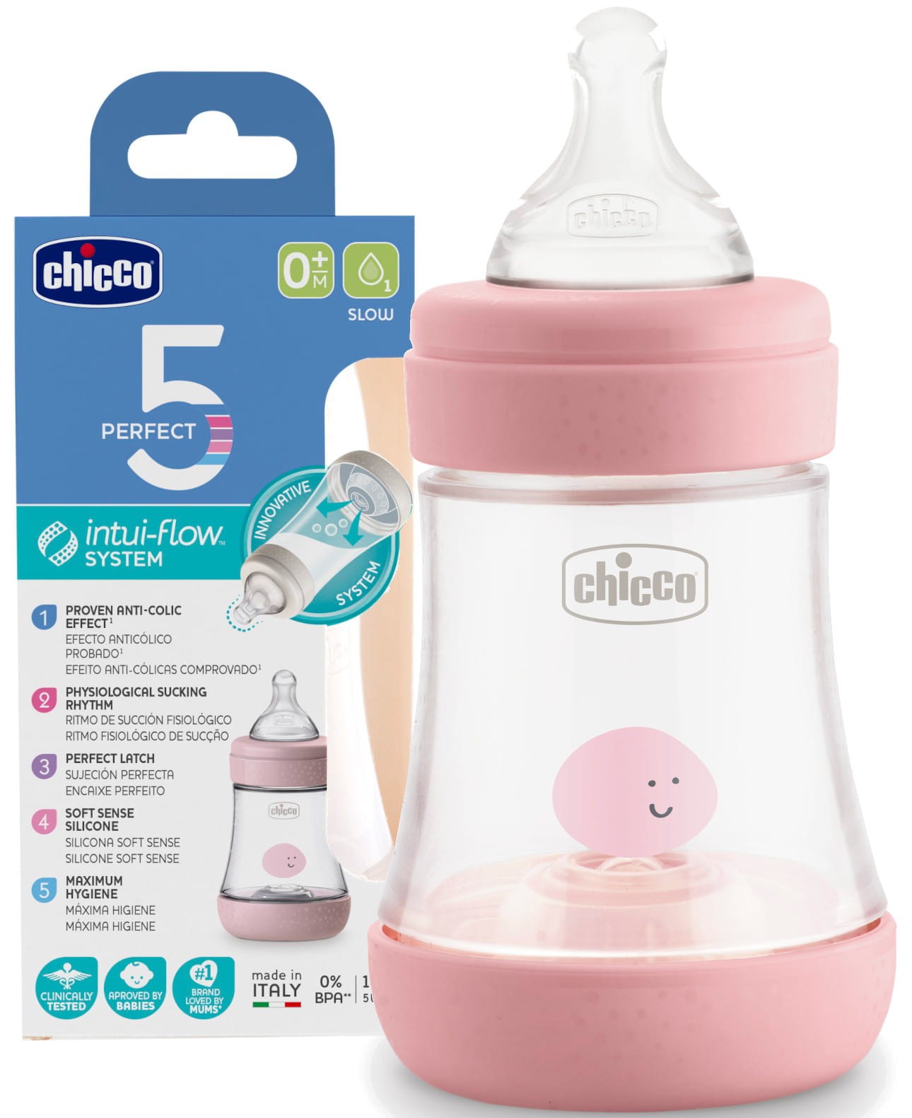 CHICCO PERFECT-5 SILICONE ROSE BOTTLE 150ML
