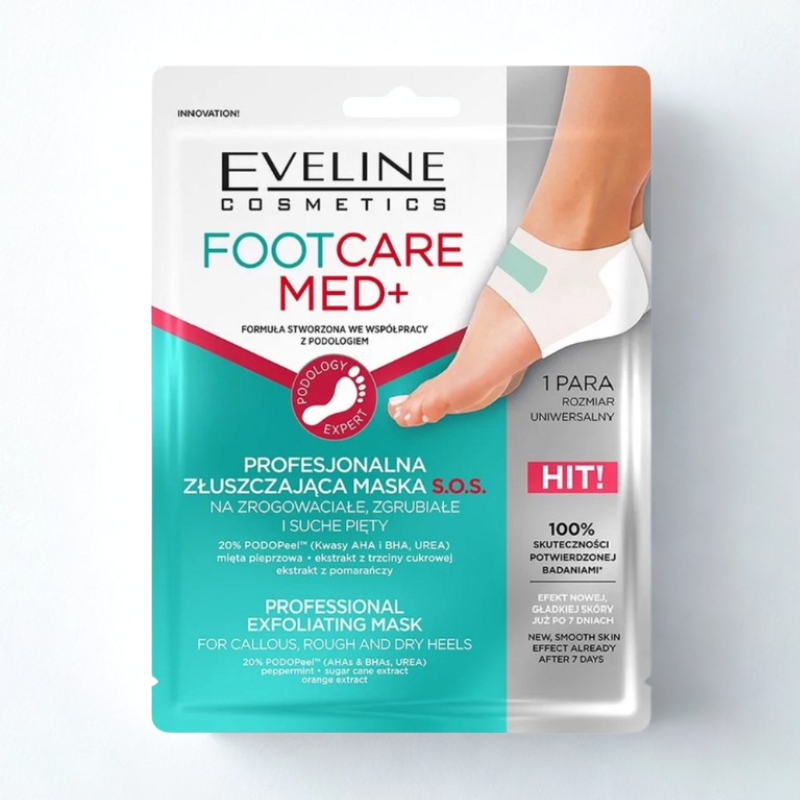 EVELINE COSMETICS FOOT CARE MED+ MASQUE EXFOLIANT PROFESSIONNEL 2 PIECES