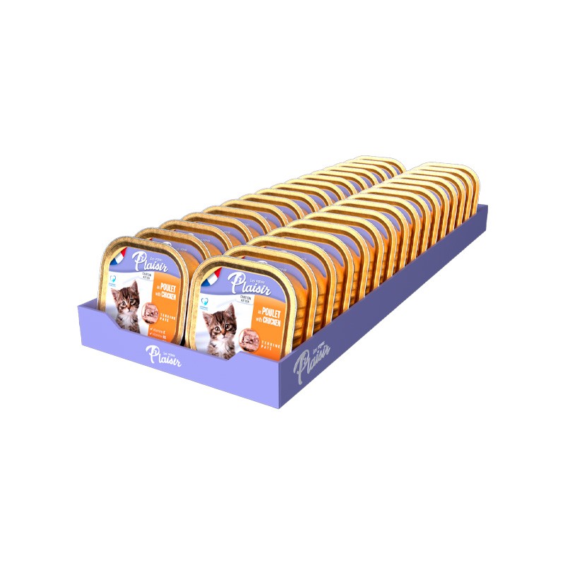 PLAISIR BARQUETTE POULET POUR CHATON 32*100GR