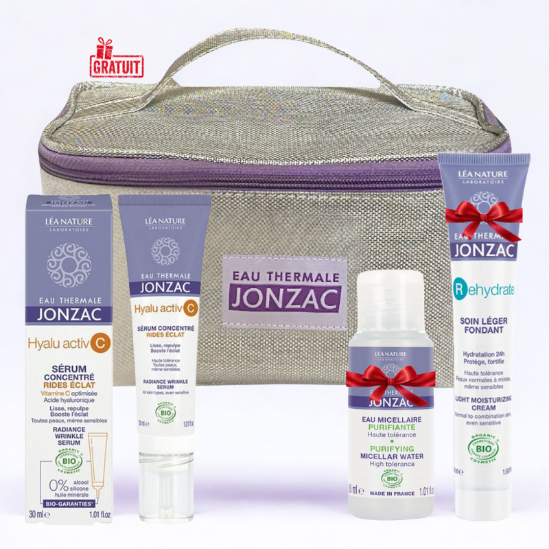 JONZAC TROUSSE HYALU ACTIV C SERUM 30ML+REHYDRATE SOIN LEGER 50ML (OFFERT)+MICELLAIRE PURIFIANTE 30ML(OFFERT)