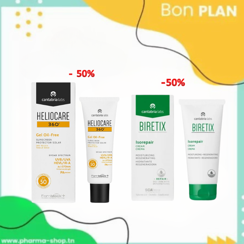 HELIOCARE 360° GEL OIL FREE SPF50+ 50ML (-50%)+ISOREPAIR CREME HYDRATANTE REGENERANTE 50ML (-50%)