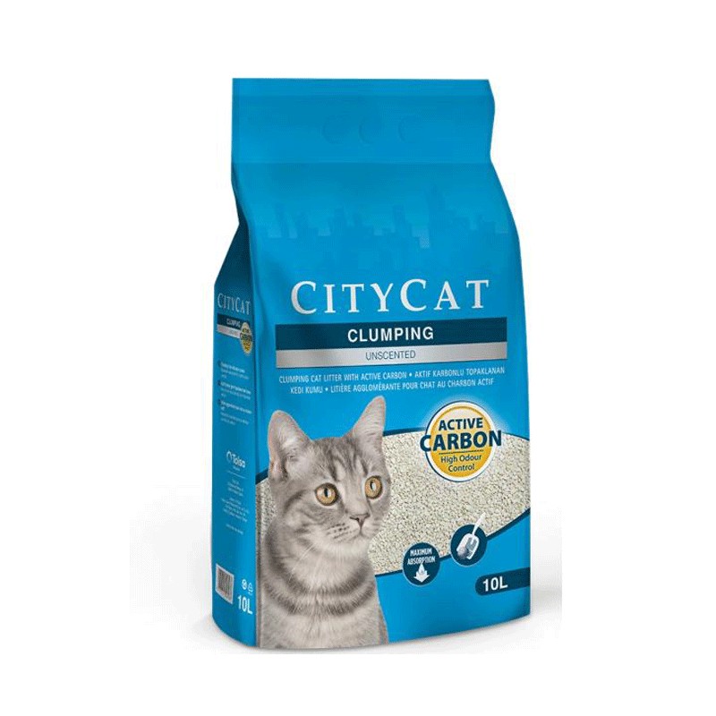 CITY CAT LITERE AGGLOMERANTE AU CHARBON ACTIF 10L