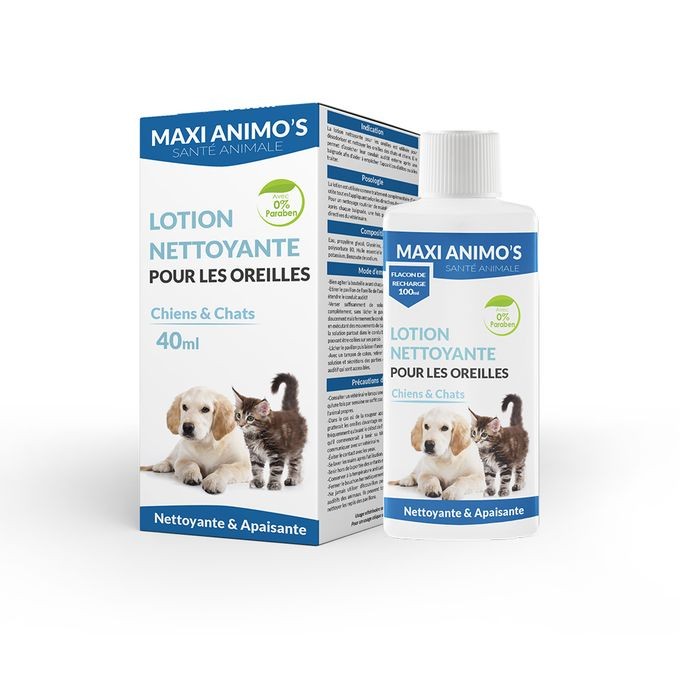 MAXI ANIMOS LOTION NETTOYANTE POUR LES OREILLES CHIENS ET CHATS 40ML