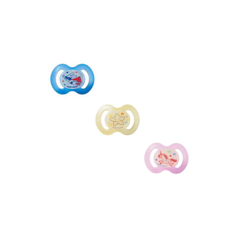 BABY NOVA SUCETTE EN SILICONE AVEC PHOSPHORE DE NUIT 0-6 MOIS