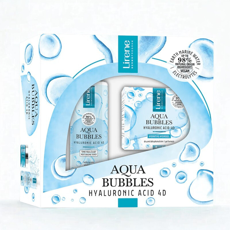 LIRENE COFFET AQUA BUBBLES HYDRO GEL 50ML+EAU MICELLAIRE 200ML
