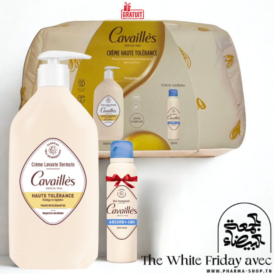 ROGE CAVAILLES TROUSSE CREME LAVANTE DERMATO PEAUX INTOLERANTES 500ML+DEO ABSORB+ 48H ANTI TRACES SPRAY 20ML (OFFERT)