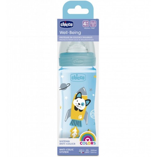 Chicco Biberon Well-Being  330ml , Tétine silicone 4M+