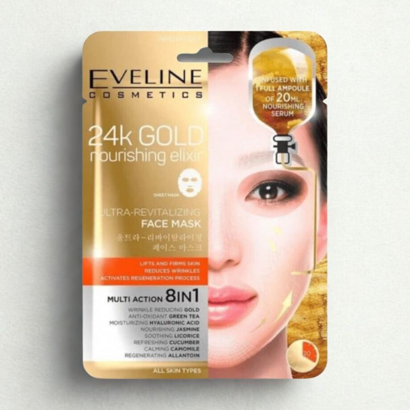 EVELINE COSMETICS 24k GOLD MASQUE VISAGE ULTRA REVITALISANT 8EN1 1 PIECES