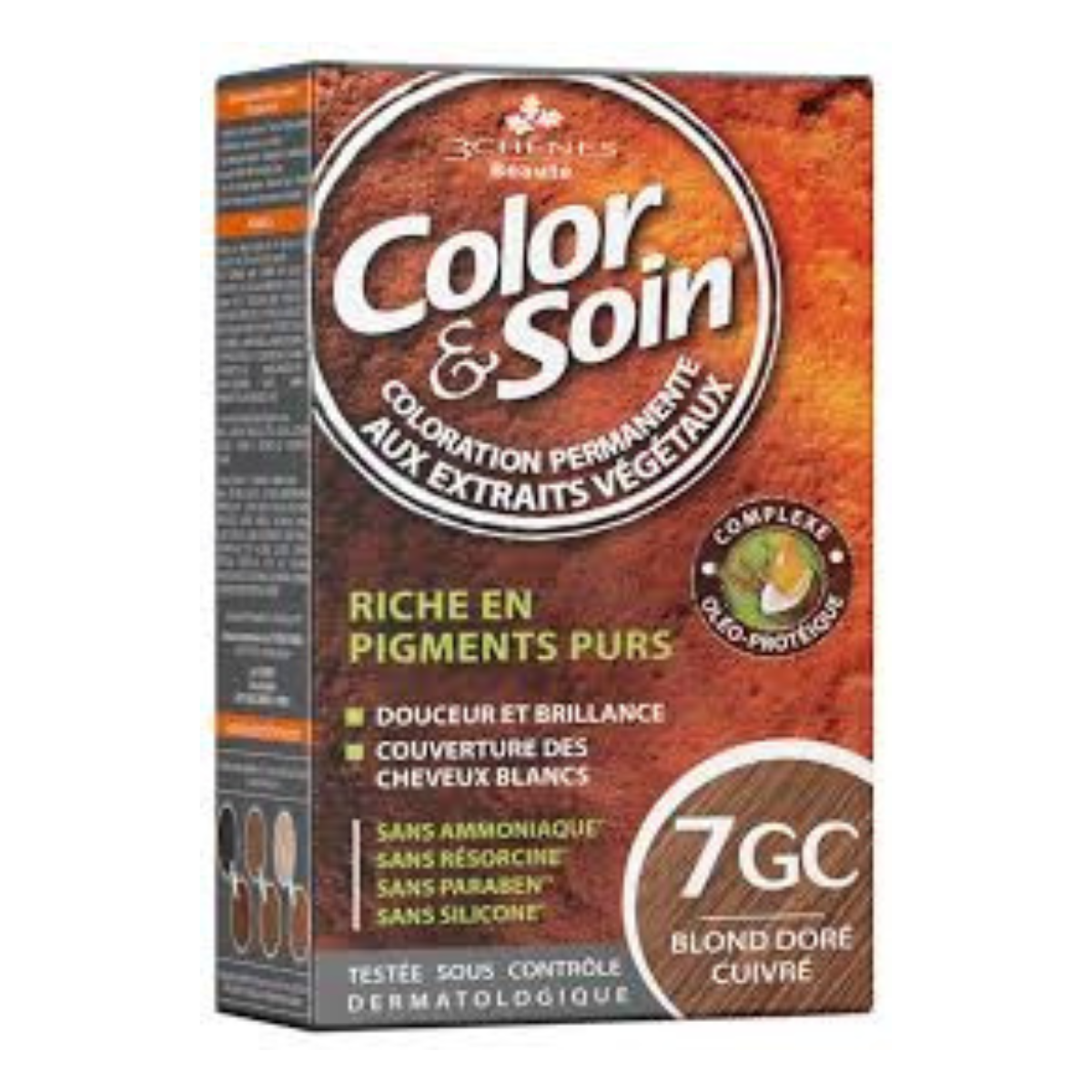 3 CHENES COLOR & SOIN COLORATION BLOND DORE CUIVRE 7GC