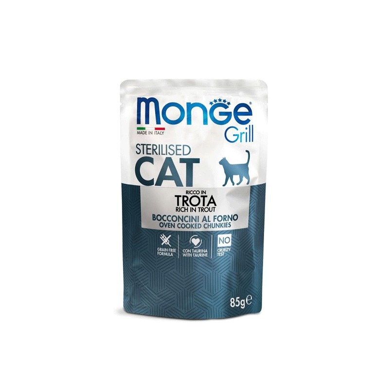 MONGE GRILL CHAT STERILISE RICHE EN TRUITE 85GR
