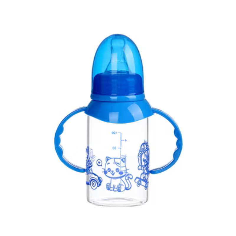 BABY PUR BIBERON EN VERRE AVEC ANSE BLEU 120ML
