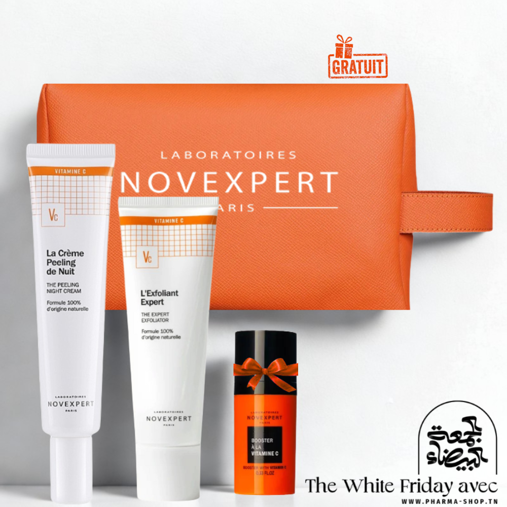 NOVEXPERT TROUSSE CREME PEELING DE NUIT 40ML+L'EXFOLIANT EXPERT 50ML+SERUM BOOSTER A LA VITAMINE C 10ML (OFFERT)