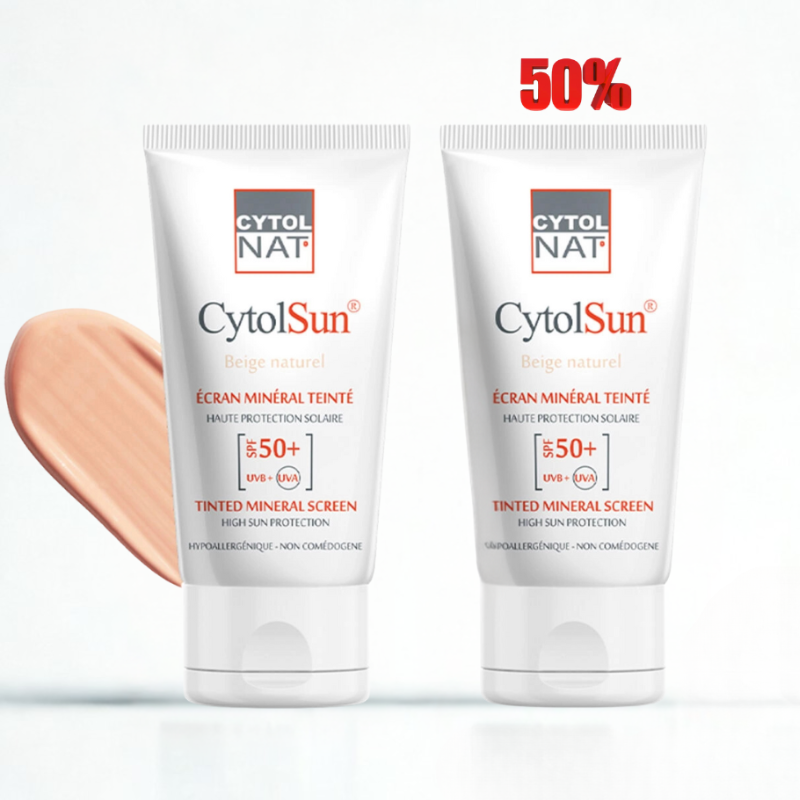 CYTOLNAT CYTOLSUN ECRAN SPF50+ TEINTE BEIGE NATUREL 50ML LE 2 EME (-50%)