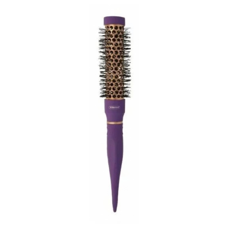 TITANIA BROSSE RONDE A AME METALLIQUE VIOLET/CUIVRE 25MM REF 1354