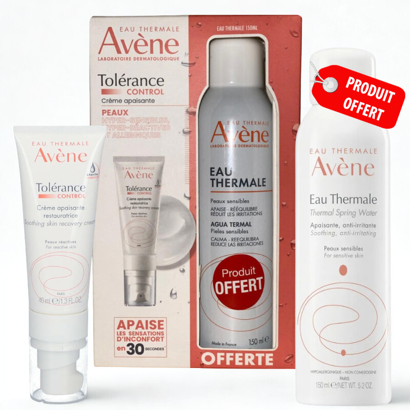 AVENE COFFRET TOLERANCE CONTROLE CREME APAISANTE RESTAURATRICE 40ML+EAU THERMALE 150ML (OFFERT) AVEN070