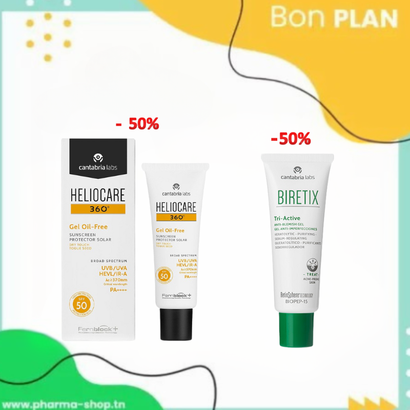 HELIOCARE 360° GEL OIL FREE SPF50+ 50ML (-50%)+BIRETIX GEL TRI-ACTIVE 50ML (-50%)