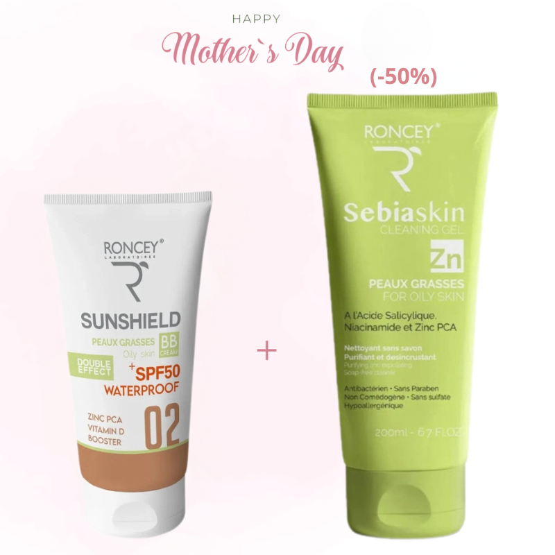 RONCEY COFFRET SUNSHIELD 02 SPF50+ PEAUX GRASSES 50ML+SEBIASKIN ZN GEL 200ML (-50%)