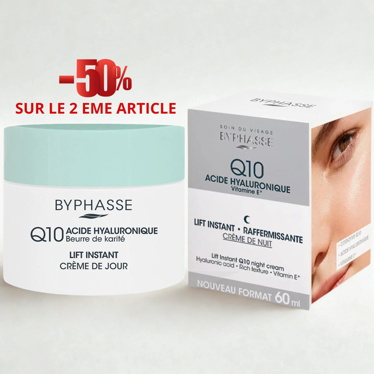 BYPHASSE CREME LIFT INSTANT Q10 SOIN DE NUIT 60ML+LIFT INSTANT Q10 SOIN DE JOUR 60ML(-50%)