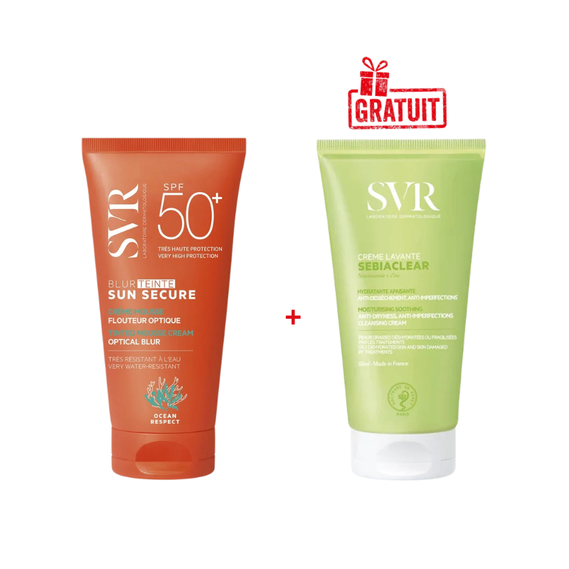 SVR SUN SECURE BLUR TEINTE SPF50+ 50ML+SEBIACLEAR CREME LAVANTE 55ML (OFFERT)
