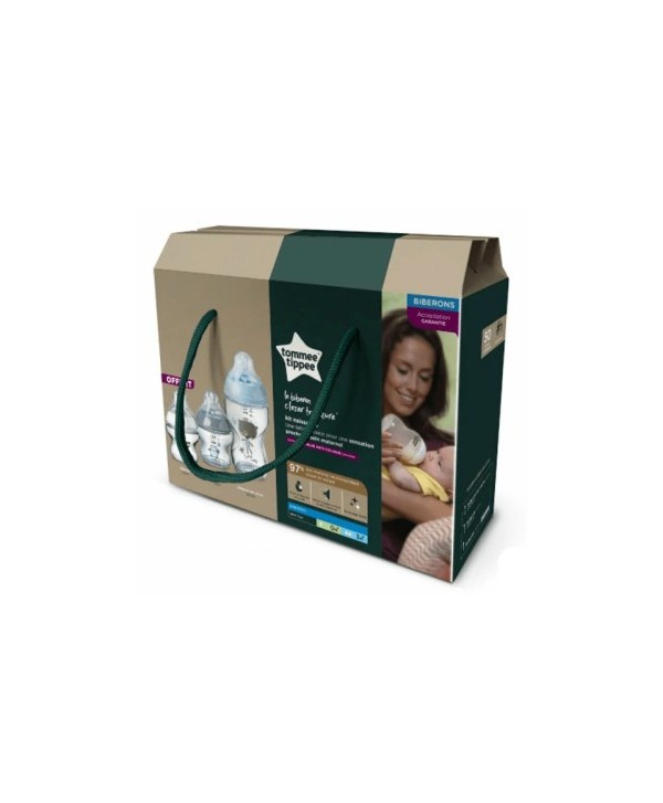TOMMEE TIPPEE KIT NAISSANCE LE BIBERON CLOSER TO NATURE 0M+ HIBOU GRIS