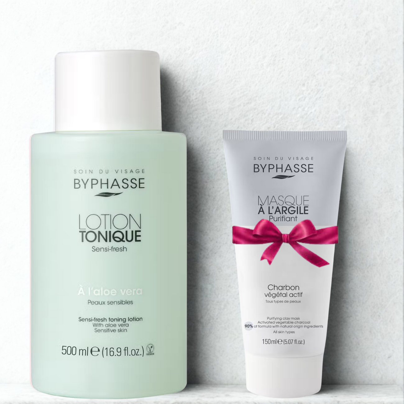 BYPHASSE LOTION TONIQUE A LALOE VERA 500ML+MASQUE A LARGILE PURIFIANT 150ML (OFFERT)