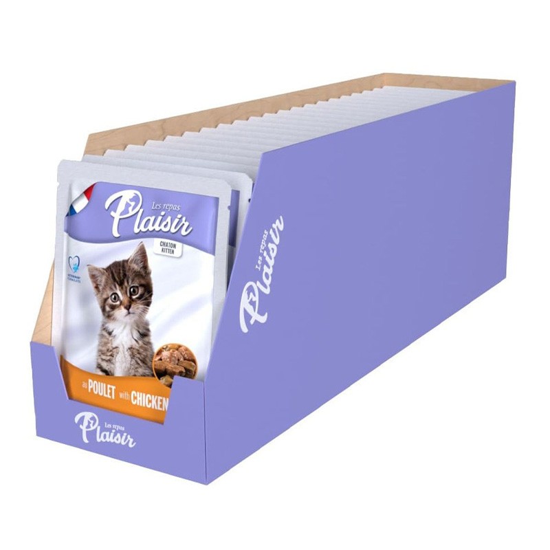 PLAISIR POCHON AU POULET POUR CHATON 22*100GR