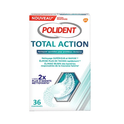 POLIDENT TOTAL ACTION NETTOYANT APPAREILS DENTAIRES
