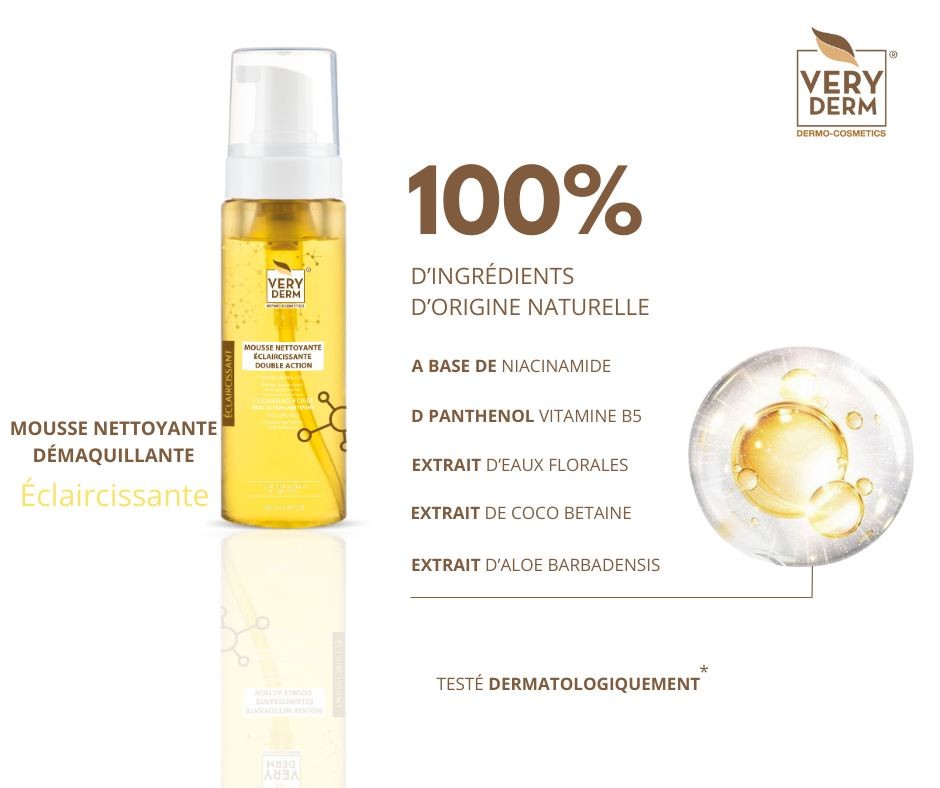 VERY DERM MOUSSE NETTOYANTE ECLAIRCISSANTE DOUBLE ACTION  200ML
