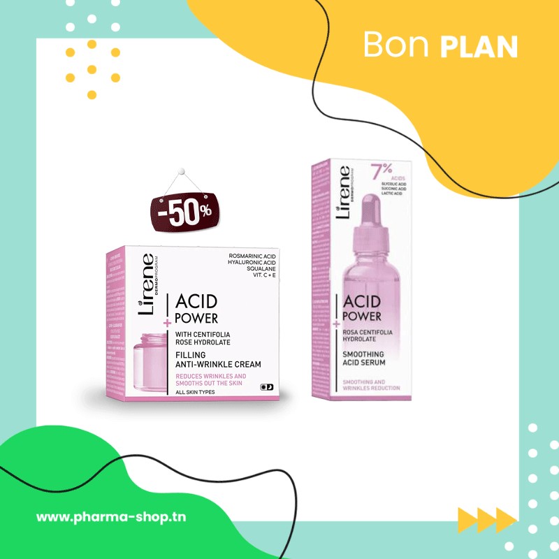 LIRENE ACID POWER SERUM LISSANT 30ML+FILLING ANTI AGE CREAM 50ML(-50%)