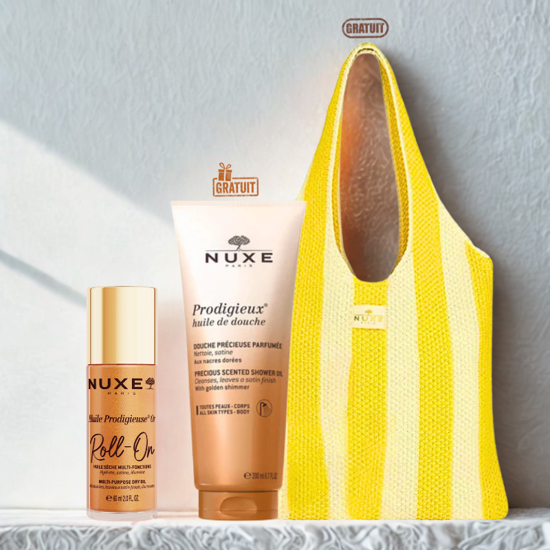 NUXE SAC HUILE PRODIGIEUSE ROLL-ON 60ML+HUILE DE DOUCHE PRECIEUSE PARFUMEE 100ML
