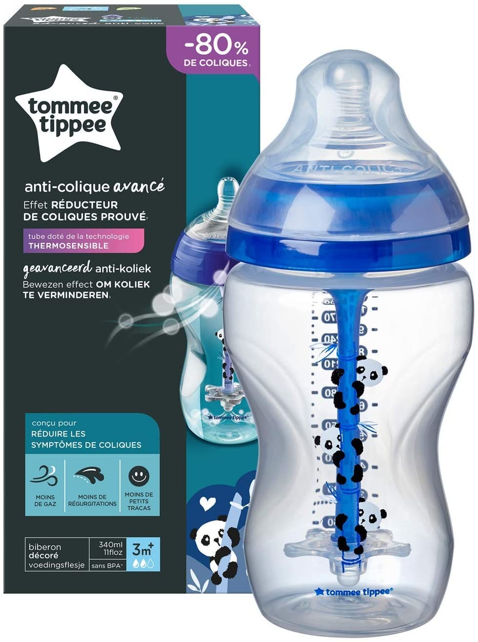 TOMMEE TIPPEE BIBERON ADVANCED ANTI-COLIQUE BLEU 3M+ 340ML