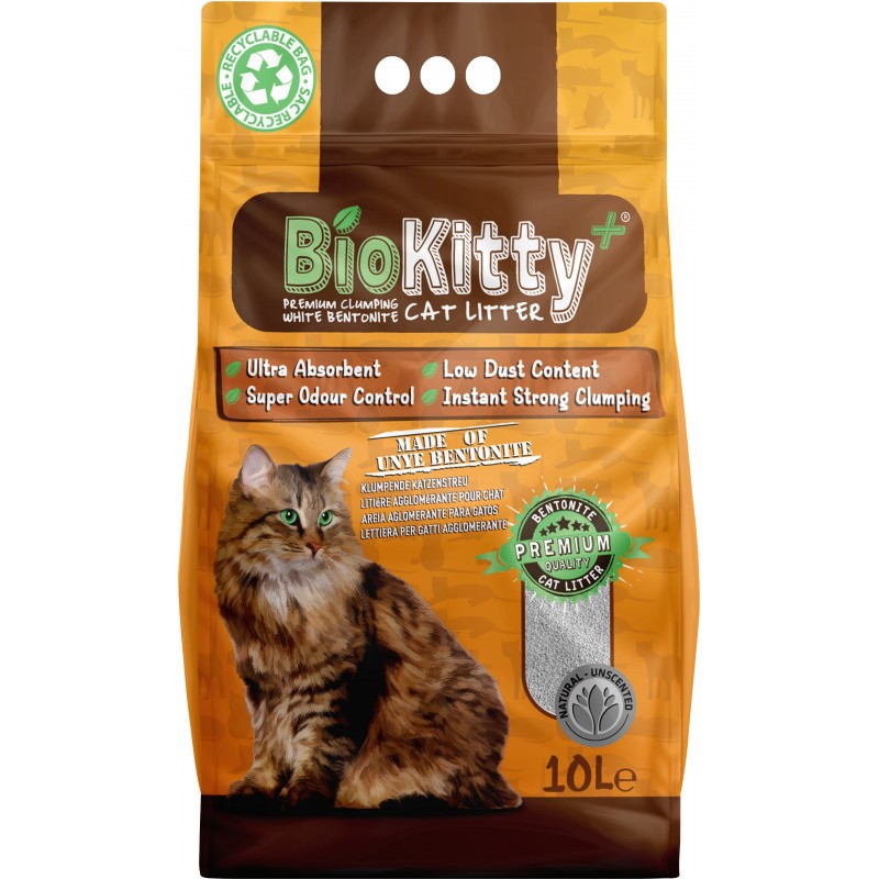 BIOKITTY LITIERE AGGLOMERANTE NATURELLE,10L