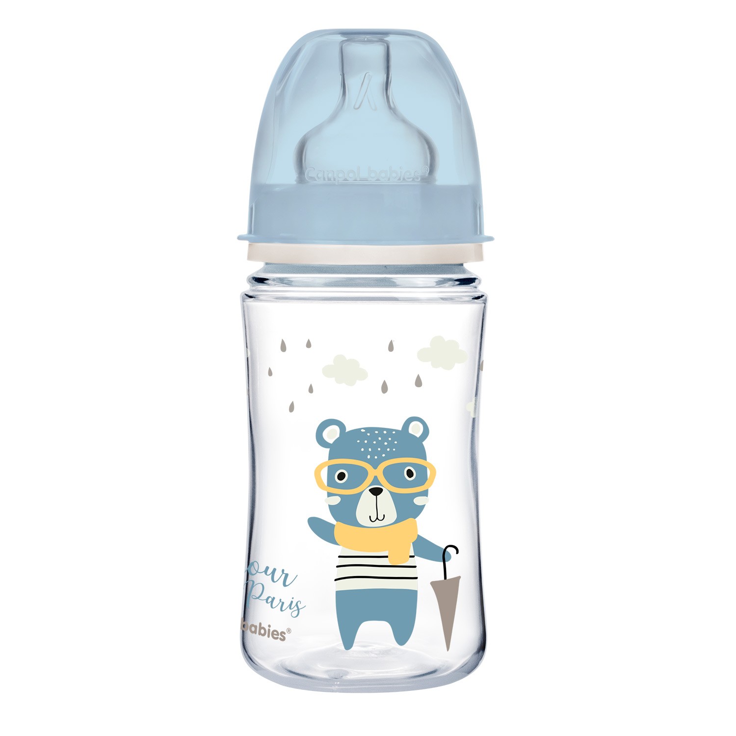 CANPOL BABIES BIBERON ANTICOLIQUE COL LARGE BONJOUR PARIS 240ML PP 35/232