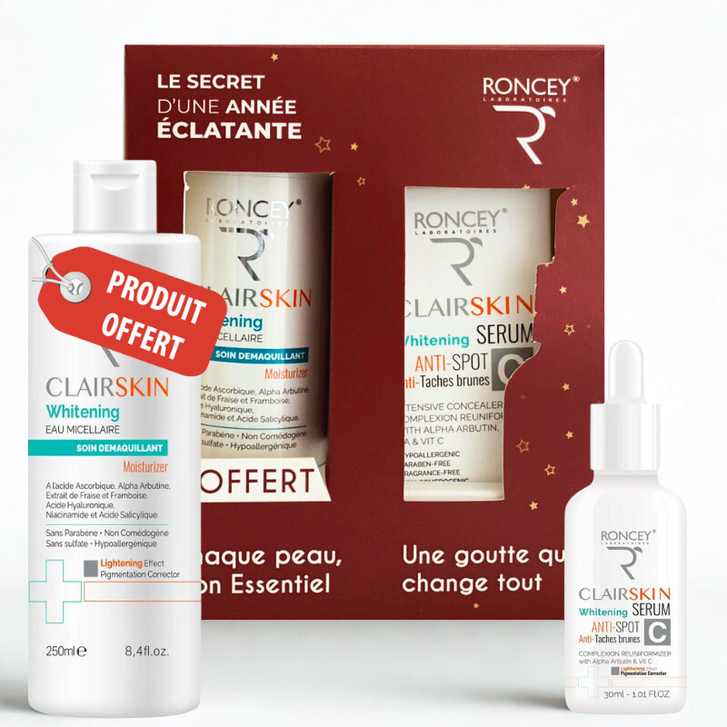 RONCEY COFFRET CLAIRSKIN SERUM ECLAIRCISSANT ANTI TACHES 30ML+EAU MICELLAIRE ECLAIRCISSANT 250ML (OFFERT)