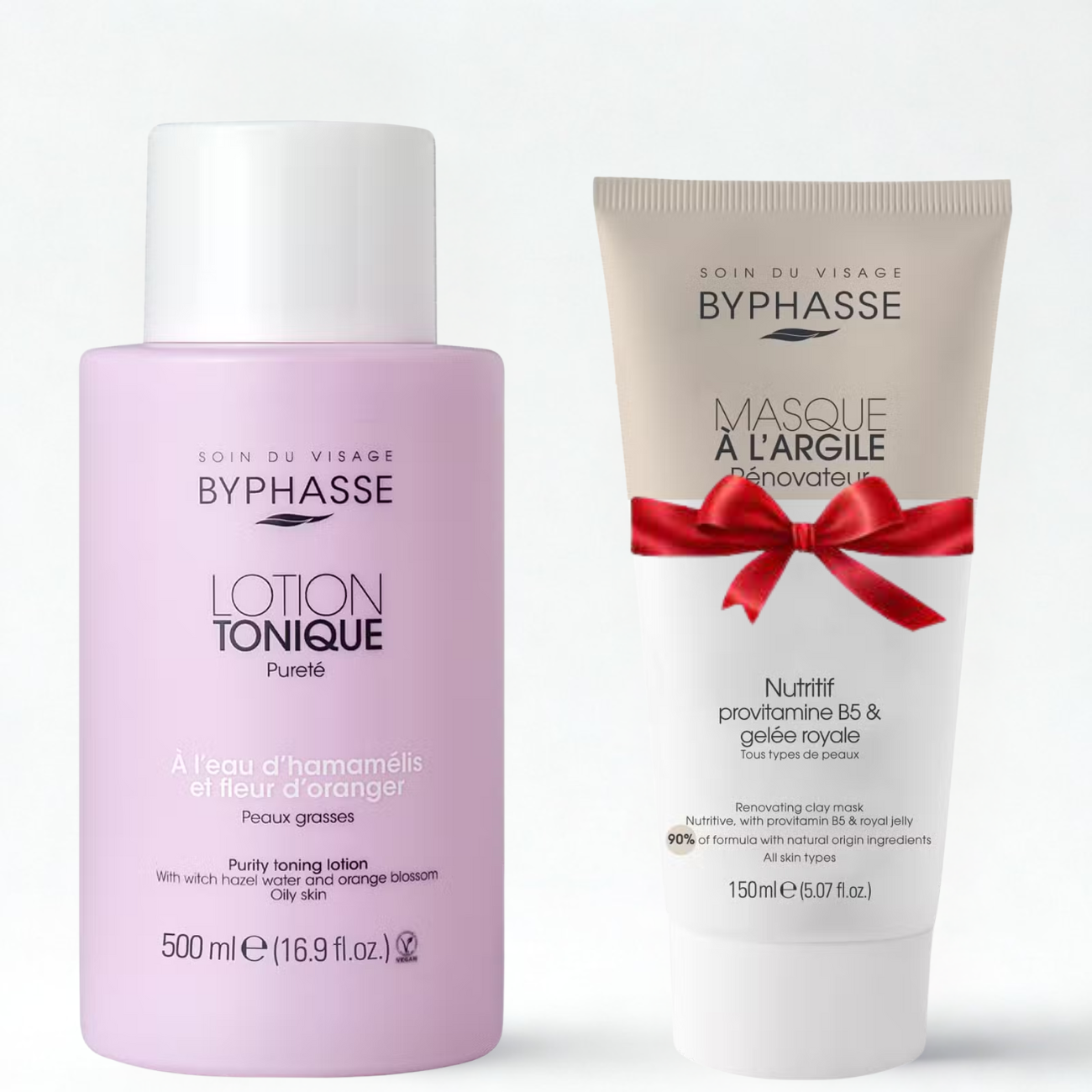 BYPHASSE LOTION TONIQUE PURETE A LEAU DHAMAMELIS ET FLEUR DORANGER 500ML+MASQUE A LARGILE RENOVATEUR 150ML (OFFERT)