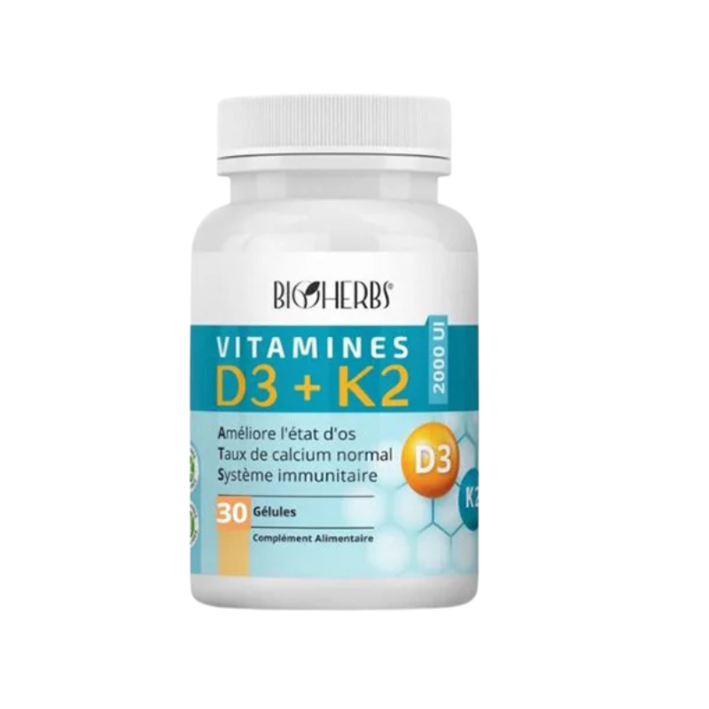 BIOHERBS VITAMINES D3+K2  30 GELULES