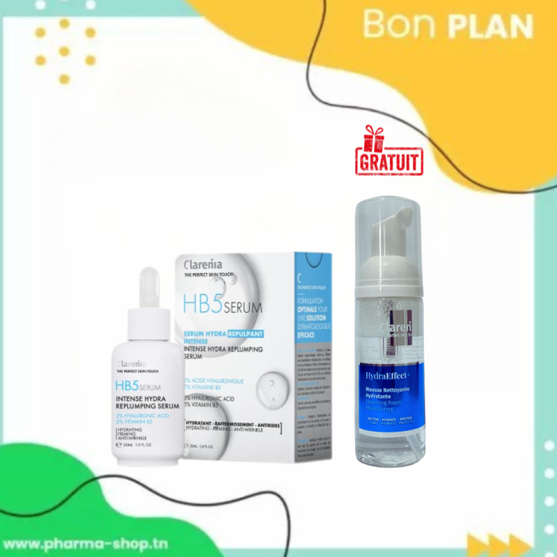 CLARENIA HB5 SERUM HYDRA REPULPANT 30ML+MOUSSE NETTOYANTE HYDRATANTE 50ML(OFFERT)