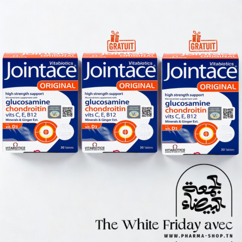 VITABIOTICS JOINTACE ORIGINAL CHONDROÏTINE GLUCOSAMINE 30 COMPRIMES+( 2 BOITES OFFERTS )