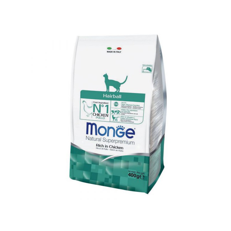 MONGE CROQUETTE POUR CHAT HAIRBALL POULET 400GR