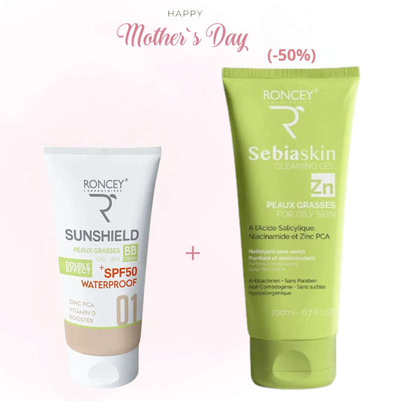 RONCEY COFFRET SUNSHIELD TEINTE 01+SEBIASKIN PEAUX GRASSES (-50%)