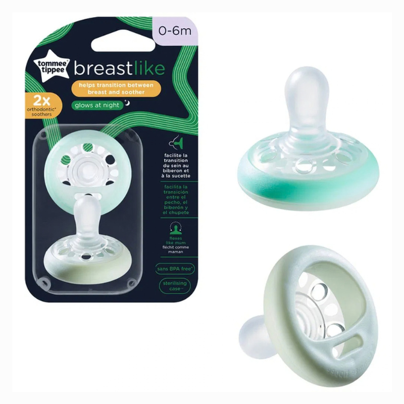 TOMMEE TIPPEE CLOSER TO NATURE 2 SUCETTES BREAST-LIKE NUIT 0-6M