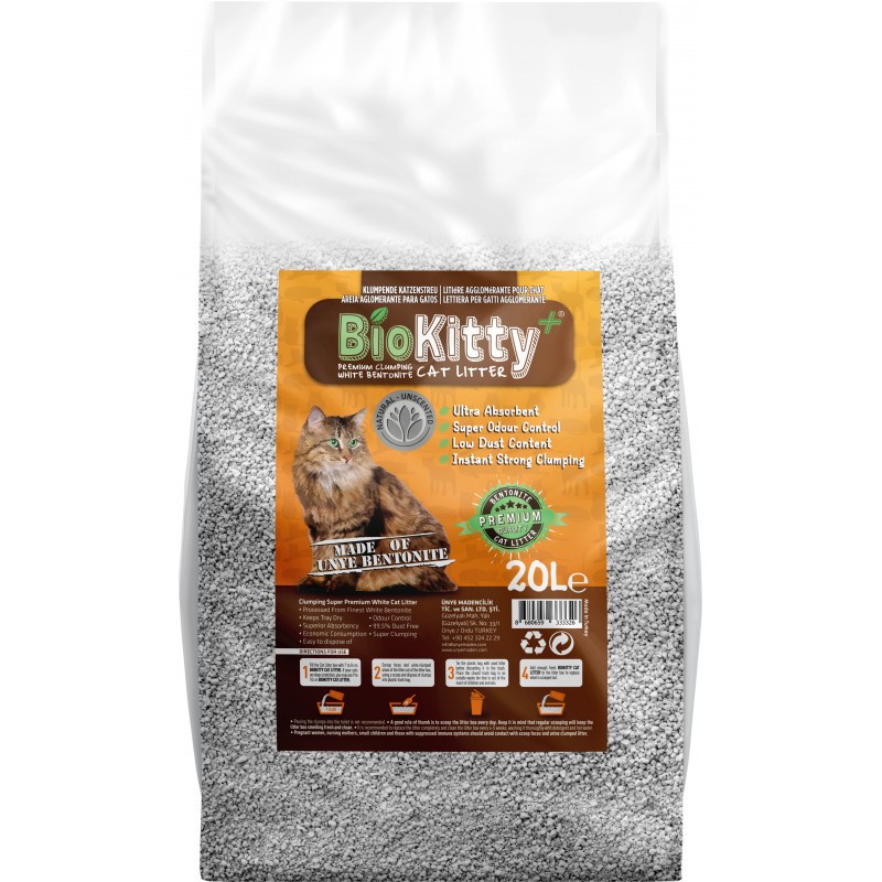 BIOKITTY LITIERE AGGLOMERANTE NATURELLE,20L
